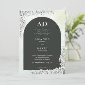 Moderne Black Arch Bloemen Huwelijksuitnodiging Kaart (Staand voorkant)