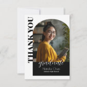 Moderne Black Arch Foto Afstuderen Dank u kaart (Voorkant)