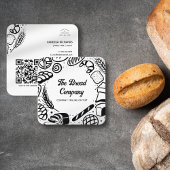 Moderne Black Baked Goods Border QR Code Bakkerij Vierkante Visitekaartje