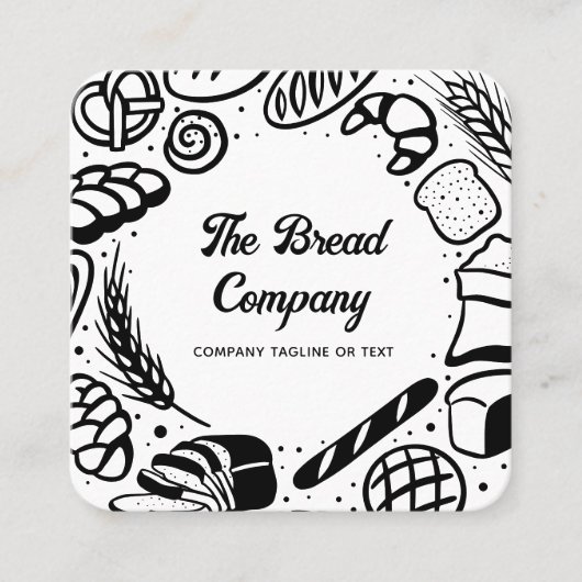 Moderne Black Baked Goods Border QR Code Bakkerij Vierkante Visitekaartje (Voorkant)