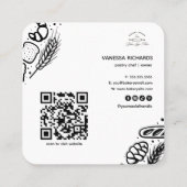 Moderne Black Baked Goods Border QR Code Bakkerij Vierkante Visitekaartje (Achterkant)