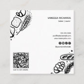 Moderne Black Baked Goods Border QR Code Bakkerij Vierkante Visitekaartje (Achterkant)