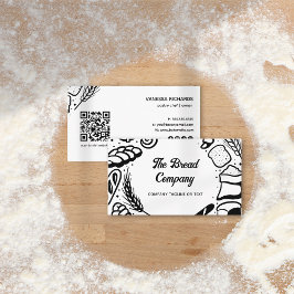Moderne Black Baked Goods Border QR Code Bakkerij Visitekaartje