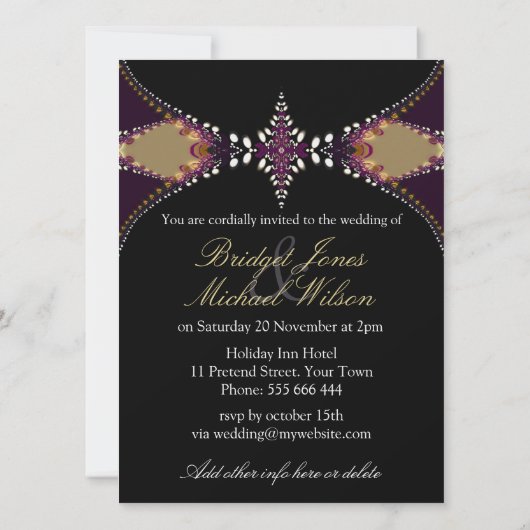 Moderne Black Batik Elegance bruiloft uitnodiging (Achterkant)