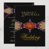 Moderne Black Batik Elegance bruiloft uitnodiging (Voorkant / Achterkant)