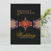 Moderne Black Batik Elegance bruiloft uitnodiging (Staand voorkant)