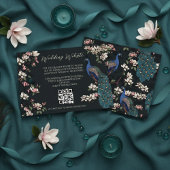 Moderne Black Blue Peacock website QR-code Informatiekaartje