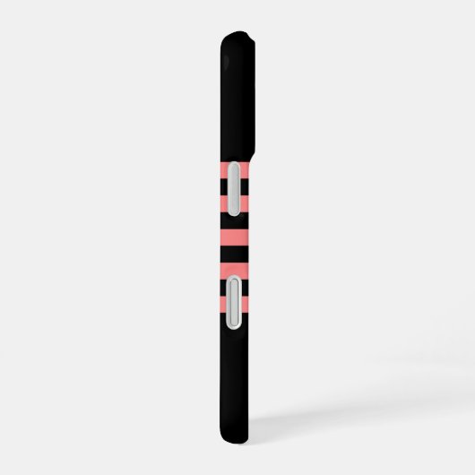 Moderne Black Blush Pink Stripe Monogrammed iPhone 16 Hoesje (Rechterkant)