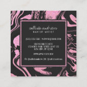 Moderne Black Blush Roze Glitter Marmeren Make-up Vierkante Visitekaartje (Achterkant)