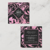Moderne Black Blush Roze Glitter Marmeren Make-up Vierkante Visitekaartje (Voorkant / Achterkant)