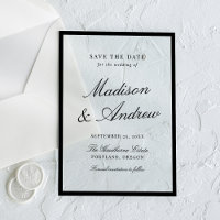 Moderne Black Border Huwelijk Save the Date
