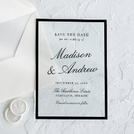 Moderne Black Border Huwelijk Save the Date Acryl Uitnodigingen