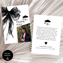 Moderne Black Bow Afstuderen Foto Bedankkaart