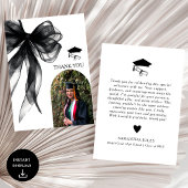 Moderne Black Bow Afstuderen Foto Bedankkaart