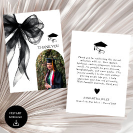 Moderne Black Bow Afstuderen Foto Bedankkaart