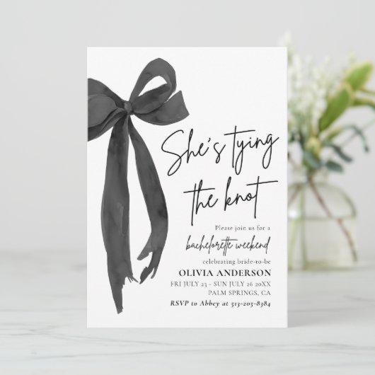 Moderne Black Bow Bachelorette Weekendroute Kaart (Staand voorkant)