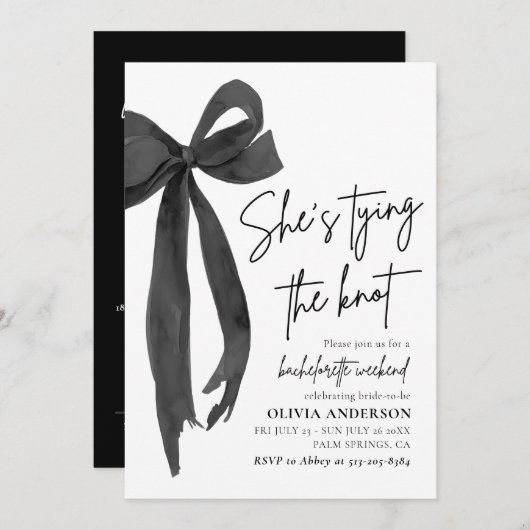 Moderne Black Bow Bachelorette Weekendroute Kaart (Voorkant / Achterkant)