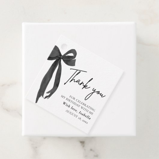 Moderne Black Bow Coquette Verjaardag Bedankt Bedankjes Labels (In situ)