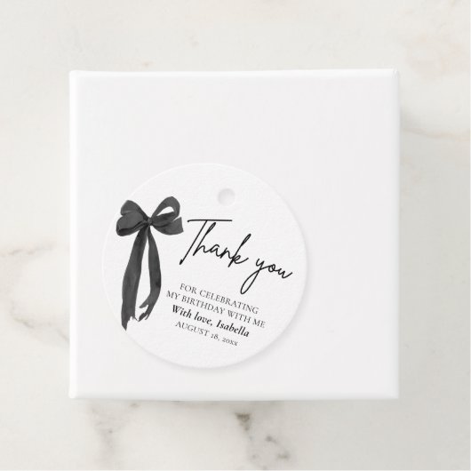 Moderne Black Bow Coquette Verjaardag Bedankt Bedankjes Labels (In situ)