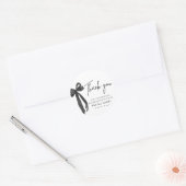 Moderne Black Bow Coquette Verjaardag Bedankt Ronde Sticker (Envelop)
