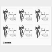 Moderne Black Bow Coquette Verjaardag Bedankt Vierkante Sticker (Vel)
