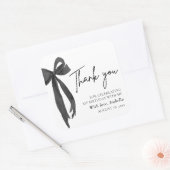 Moderne Black Bow Coquette Verjaardag Bedankt Vierkante Sticker (Envelop)