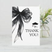 Moderne Black Bow Graduation Party Bedankkaart (Staand voorkant)