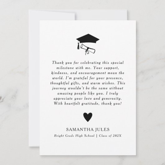 Moderne Black Bow Graduation Party Bedankkaart (Achterkant)