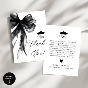 Moderne Black Bow Graduation Party Bedankkaart