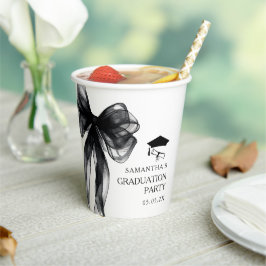 Moderne Black Bow Graduation Party Papieren Bekers