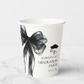 Moderne Black Bow Graduation Party Papieren Bekers (Voorkant)