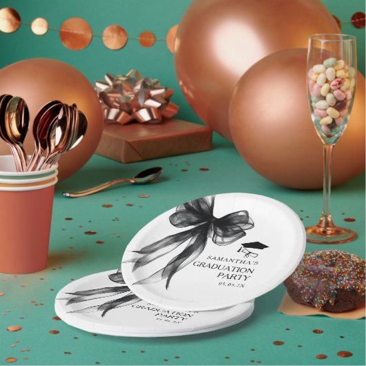Moderne Black Bow Graduation Party Papieren Bordje (Multi)