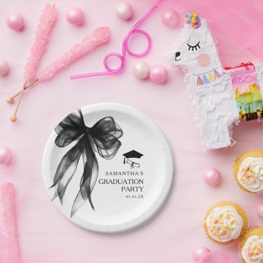 Moderne Black Bow Graduation Party Papieren Bordje (Feest)