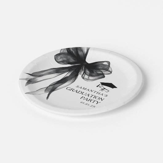 Moderne Black Bow Graduation Party Papieren Bordje (Gekanteld)