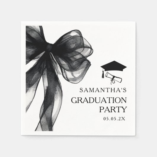 Moderne Black Bow Graduation Party Servet (Voorkant)
