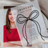 Moderne Black Bow Graduation Party Vellum Uitnodigingen