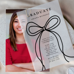 Moderne Black Bow Graduation Party Vellum Uitnodigingen