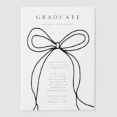 Moderne Black Bow Graduation Party Vellum Uitnodigingen (Voorkant)