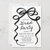 Moderne Black Bow Photo Graduation Party Kaart (Voorkant)