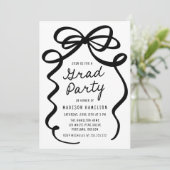 Moderne Black Bow Photo Graduation Party Kaart (Staand voorkant)