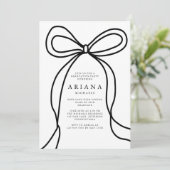 Moderne Black Bow Photo Graduation Party Uitnodigi Aankondiging (Staand voorkant)