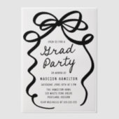Moderne Black Bow Photo Graduation Party Vellum Uitnodigingen (Voorkant)