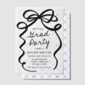 Moderne Black Bow Photo Graduation Party Vellum Uitnodigingen (Offset (Uitnodiging))