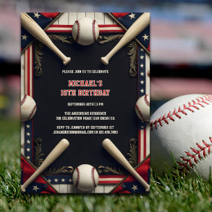 Moderne Black Boys Sport Baseball Verjaardagsfeest Kaart