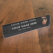 Moderne Black Business Photo Professional Executiv Naambordje (Zijkant)