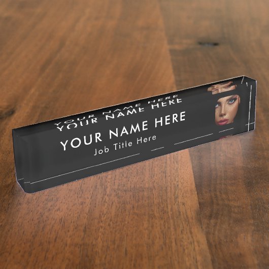 Moderne Black Business Photo Professional Executiv Naambordje (Zijkant)