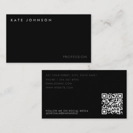 Moderne Black Business Professional QR-code Visitekaartje