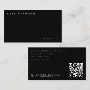 Moderne Black Business Professional QR-code Visitekaartje