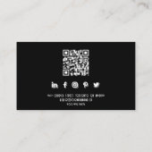 Moderne Black Business QR-code Visitekaartje (Achterkant)
