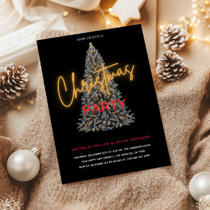 Moderne Black Christmas Party Uitnodiging